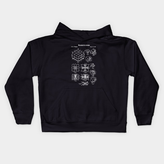 Rubik's cube patent Kids Hoodie by Anodyle
